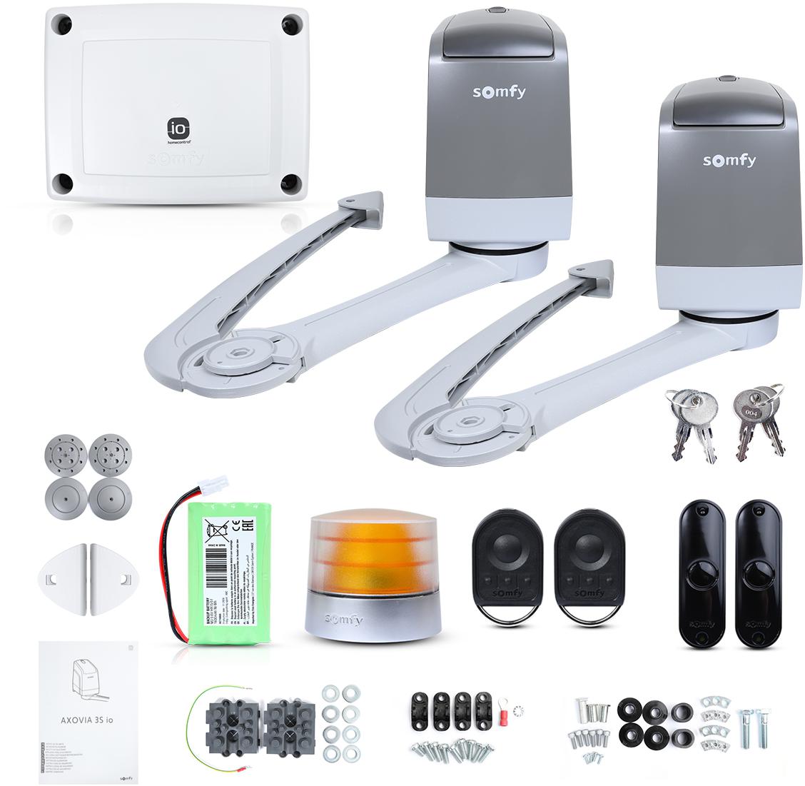 Zestaw Somfy Axovia 3S IO Comfort pack do 4m bram dwuskrzydłowych
