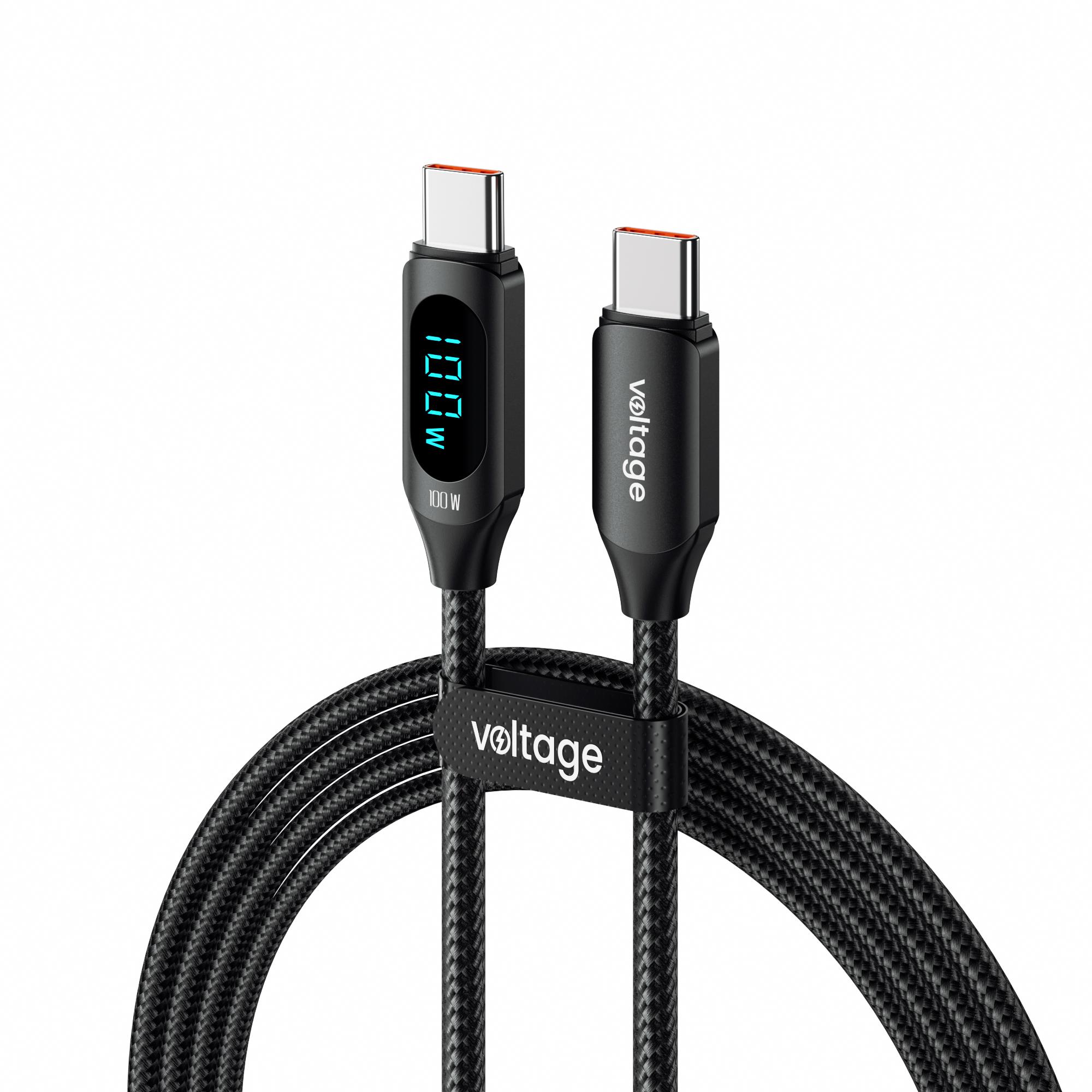 Kabel USB-C / USB-C Voltage PowerDisplay 100W PD 100cm czarny