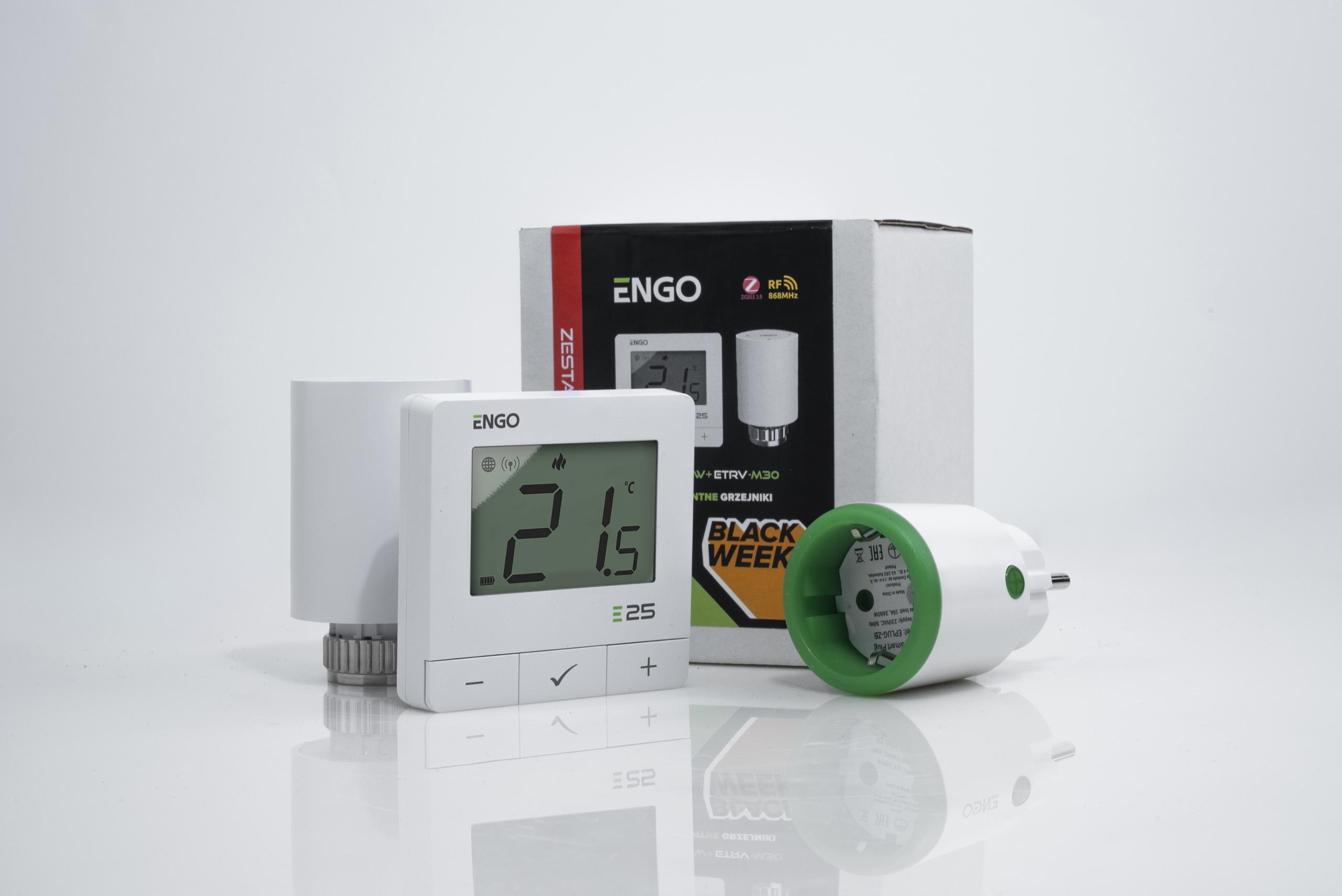 ENGO Controls Inteligentny zestaw ogrzewania Biały (E25-BATW + ETRV-M30 + EPlug WiFi)