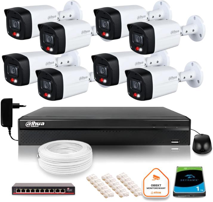 Zestaw monitoringu IP DAHUA 8 kamer IPC-HFW1439TL1-A-IL 4Mpx