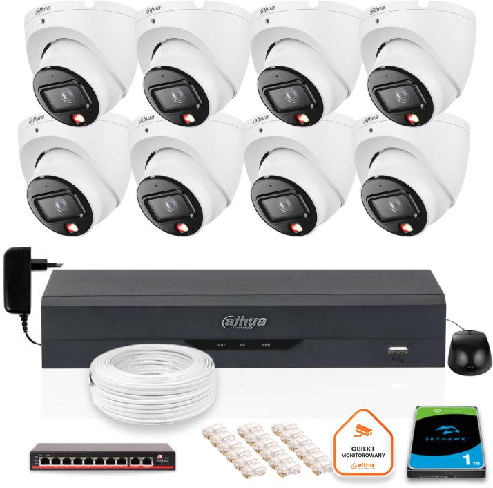 Zestaw monitoringu IP Dahua 8 Kamer zewnętrznych 6mpx dysk twardy