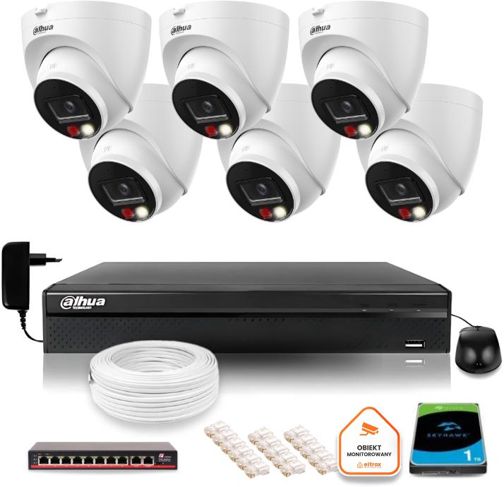 Zestaw monitoringu IP Dahua 6 Kamer IP 8mpx 4K dysk twardy